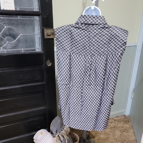 NWT DAVI & DANI Black And Grey Checkered Shirt And Pants Set Woman Size S, M, L - Picture 8 of 16